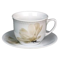 Filiżanka do kawy porcelanowa ze spodkiem Lubiana Wiedeń Magnolia 350 ml