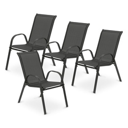 Krzesła ogrodowe stalowe Tadar szare 4 sztuki