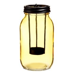 Lampion ze słoika na tealight Tadar 9,5 x 17,5 cm żółty