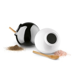 Pojemniki kuchenne z drewnianą łyżeczką Konighoffer Ceramic biały i czarny