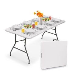 Stół cateringowy składany w walizkę Tadar 180 x 74 x 74 cm biały