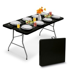 Stół cateringowy składany w walizkę Tadar 180 x 74 x 74 cm czarny