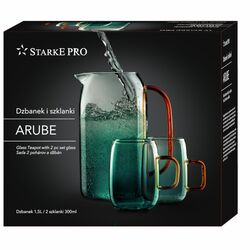 Dzbanek szklany Starke Pro Arube 1,5 l i 2 szklanki 300 ml zielone