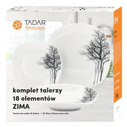 Zestaw kwadratowych talerzy porcelanowych Tadar Wstęga 18 elementów