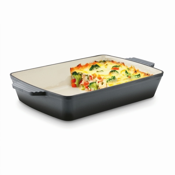 Brytfanna żeliwna emaliowana Konighoffer 39 x 23 x 7 cm szara