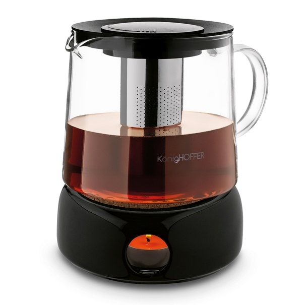 Dzbanek do herbaty z zaparzaczem i podgrzewaczem ceramicznym Konighoffer Andrea 1,5 l