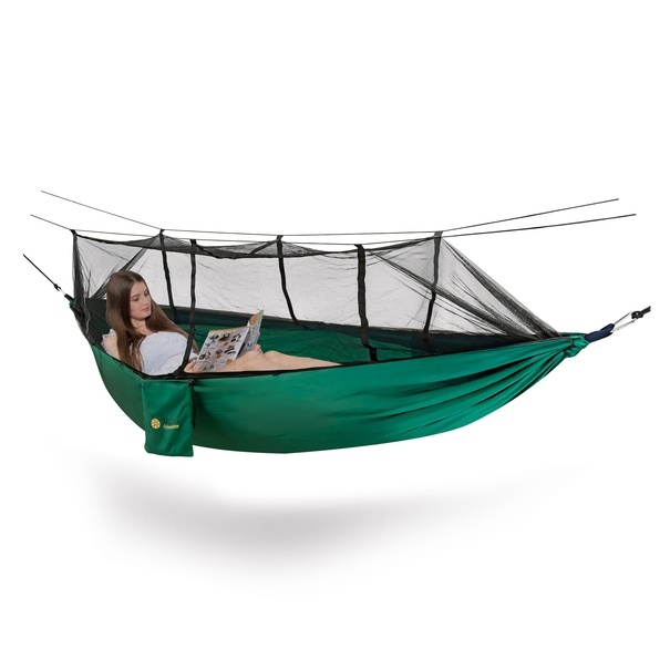 Hamak ogrodowy z moskitierą i linami Tadar Kemping 270 x 140 cm zielony