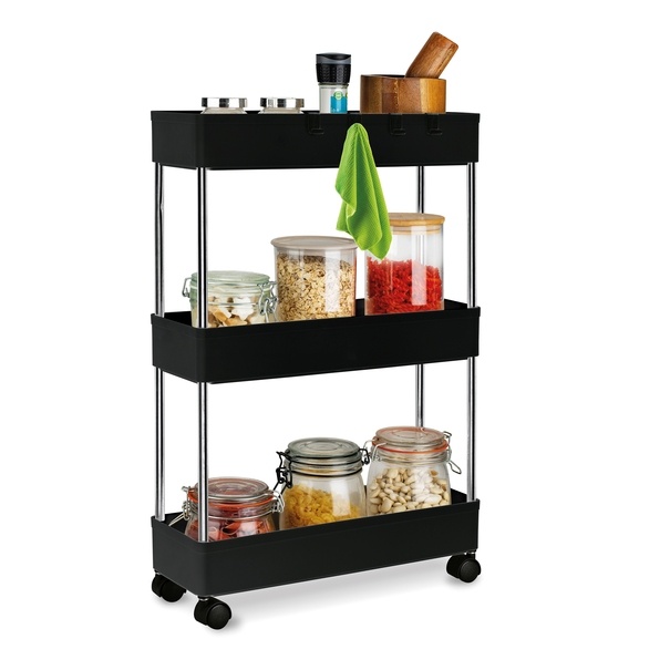 Regał na kółkach uniwersalny 3 poziomy Tadar 41 x 14 x 64 cm czarny
