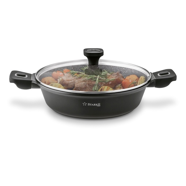 Patelnia marmurowa na indukcję krótkie uchwyty Starke Pro Svart Marble 28 cm