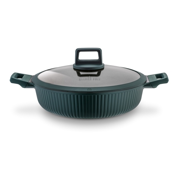 Patelnia marmurowa z pokrywką kr&oacute;tkie uchwyty Starke Pro Eridan 28 cm