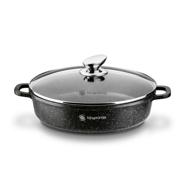 Patelnia na indukcję głęboka krótkie uchwyty Konighoffer Pollo Black 28 x 7 cm