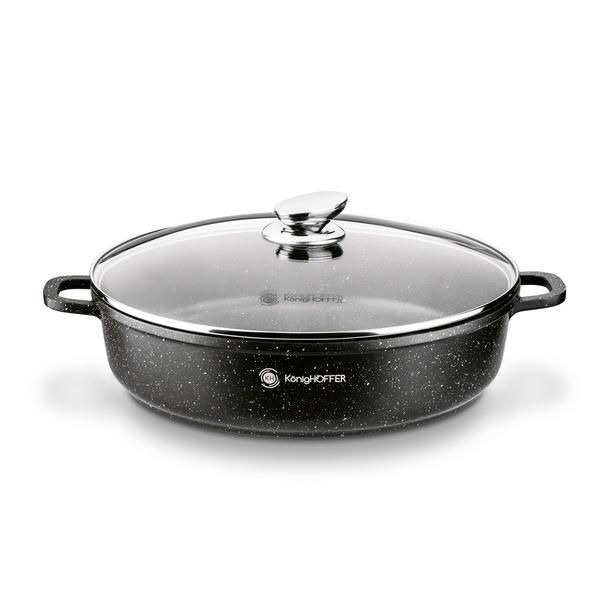 Patelnia na indukcję głęboka krótkie uchwyty Konighoffer Pollo Black 32 x 8 cm