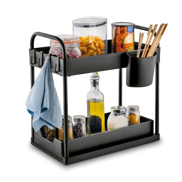 Regał uniwersalny organizer Tadar 2 poziomy 40 x 39,5 x 22 cm czarny