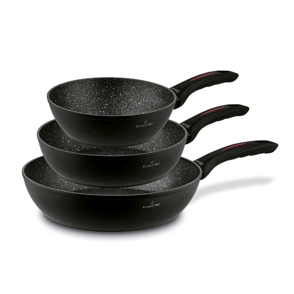 Zestaw 3 patelni ceramicznych głębokich Starke Pro Piccante 20 cm 24 cm 28 cm