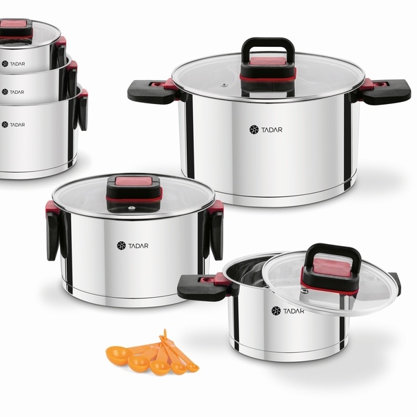 Zestaw garnków ze składanymi uchwytami Tadar Evocook 6 elementów i 5 miarek