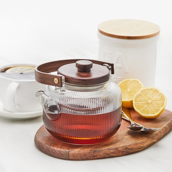 Dzbanek do herbaty borokrzemowy ze szklanym zaparzaczem Tadar Aurora 1 l akacja