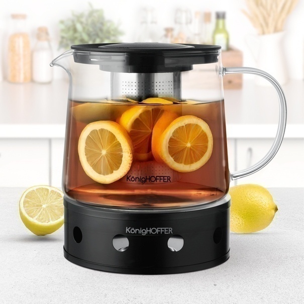 Dzbanek do herbaty z zaparzaczem i czarnym podgrzewaczem Konighoffer Andrea 1,5 l