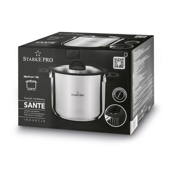 Garnek wysoki nierdzewny z pokrywką Starke Sante 12,5 l indukcja