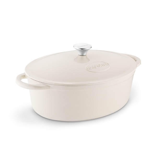 Gęsiarka żeliwna emaliowana Konighoffer 6,4 l 32,5 x 25 x 11,8 cm owalna kremowa