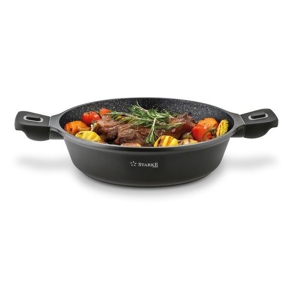 Patelnia marmurowa na indukcję krótkie uchwyty Starke Pro Svart Marble 28 cm