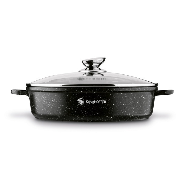 Patelnia na indukcję głęboka krótkie uchwyty Konighoffer Pollo Black 28 x 7 cm