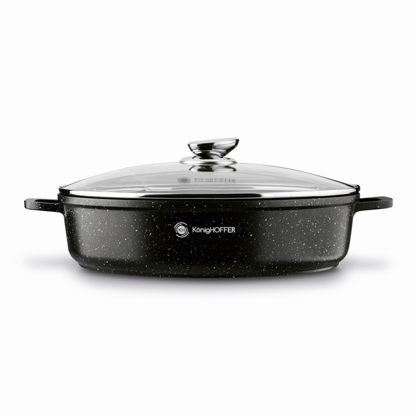 Patelnia na indukcję głęboka krótkie uchwyty Konighoffer Pollo Black 32 x 8 cm