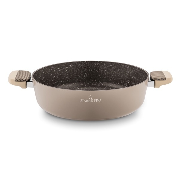 Patelnia na indukcję non stick krótkie uchwyty z pokrywką Starke Pro Light Coffee 28 cm