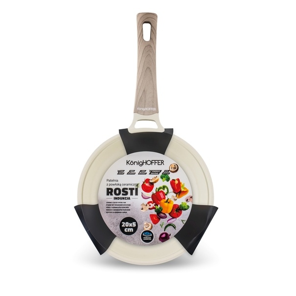 Patelnia z powłoką ceramiczną na indukcję Konighoffer Rosti 20 cm kremowa
