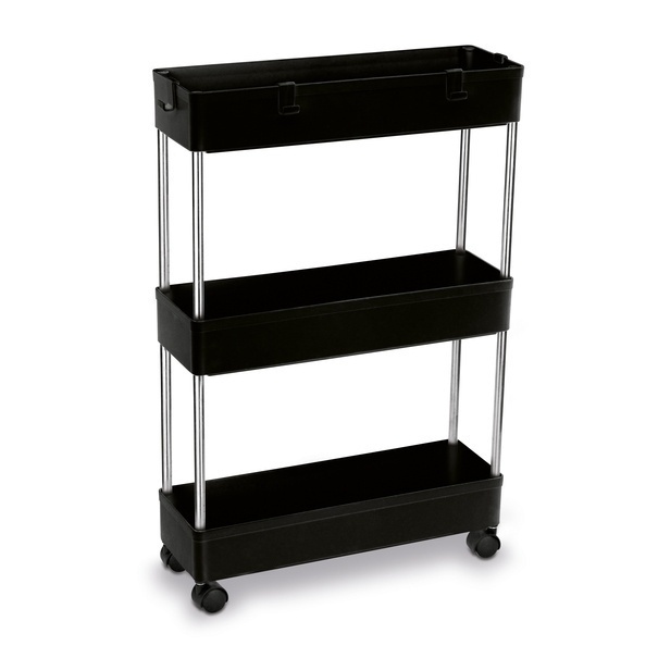 Regał na k&oacute;łkach uniwersalny 3 poziomy Tadar 41 x 14 x 64 cm czarny