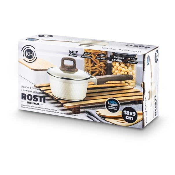 Rondel z powłoką ceramiczną na indukcję Konighoffer Rosti 24 cm kremowy