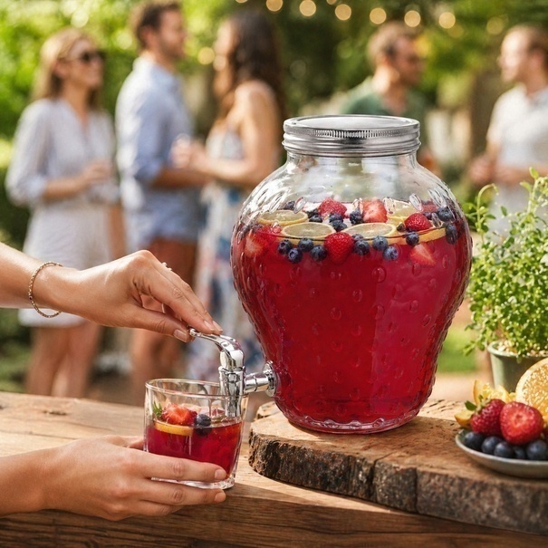 Słoik z kranikiem Tadar Truskawka 3,8 l