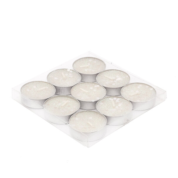 Świeczki tealight z brokatem bożonarodzeniowe Tadar 9 szt. białe