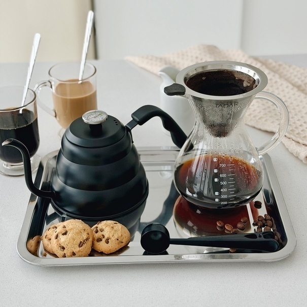 Taca metalowa nierdzewna Tadar 35,5 x 26,5 cm prostokątna