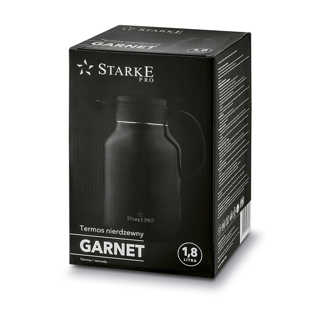 Termos dzbanek nierdzewny Starke Pro Garnet czarny połysk 1,8 l