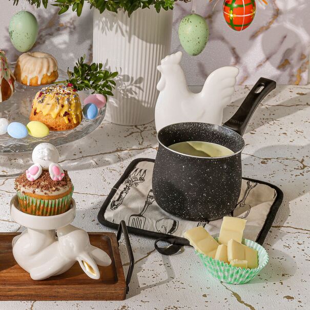 Tygielek do kawy marmurkowy non-stick Tadar Marmara Black 0,8 l bez indukcji