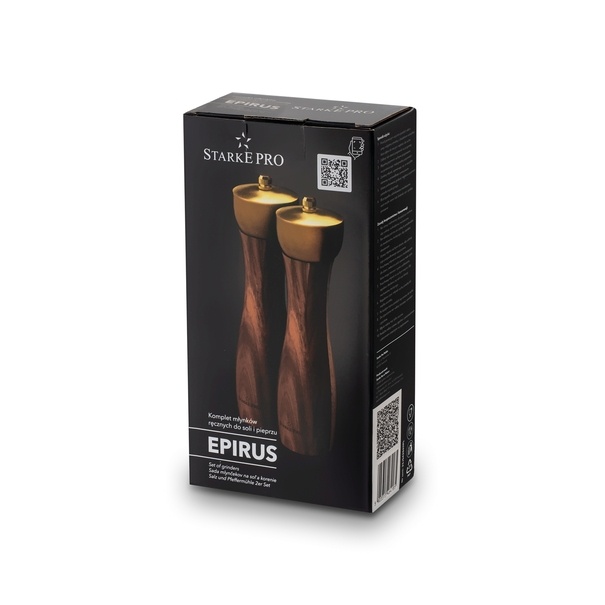 Zestaw 2 młynków ręcznych do soli i pieprzu Starke Pro Epirus