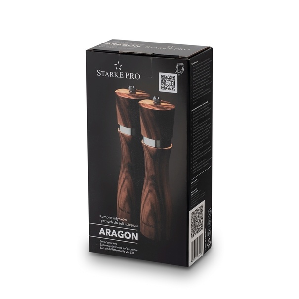 Zestaw 2 młynków ręcznych do soli i pieprzu Starke Pro Aragon