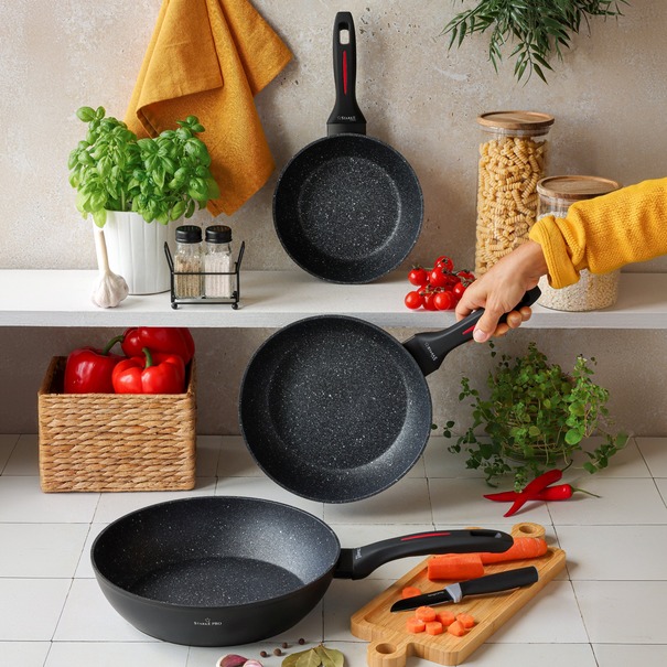 Zestaw 3 patelni ceramicznych głębokich Starke Pro Piccante 20 cm 24 cm 28 cm