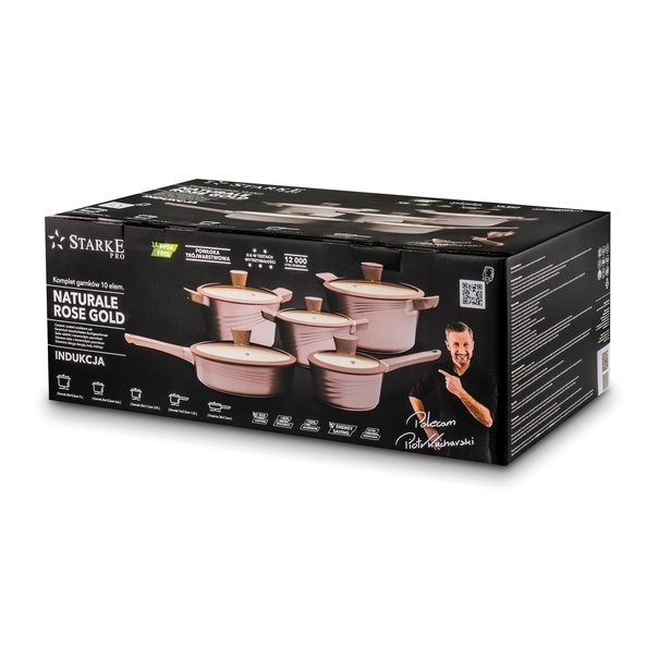 Zestaw garnk&oacute;w ceramicznych na indukcję Starke Pro Naturale Rose Gold 10 element&oacute;w