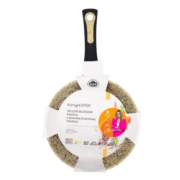 Patelnia granitowa na indukcję Konighoffer Blossom Yellow 24 cm