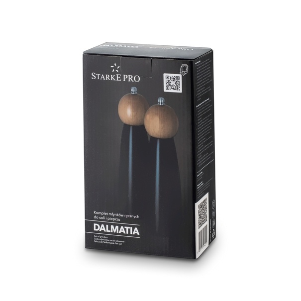 Zestaw 2 młynk&oacute;w ręcznych do soli i pieprzu Starke Pro Dalmatia