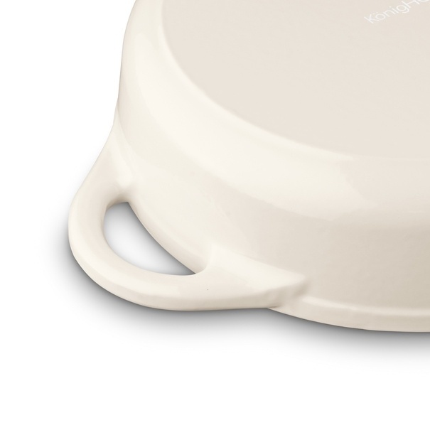 Brytfanna żeliwna emaliowana Konighoffer 3 l 28 x 7 cm okrągła kremowa