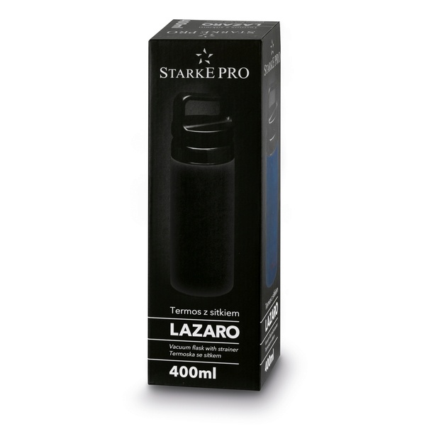 Butelka termiczna z sitkiem Starke Pro Lazaro 400 ml czarna