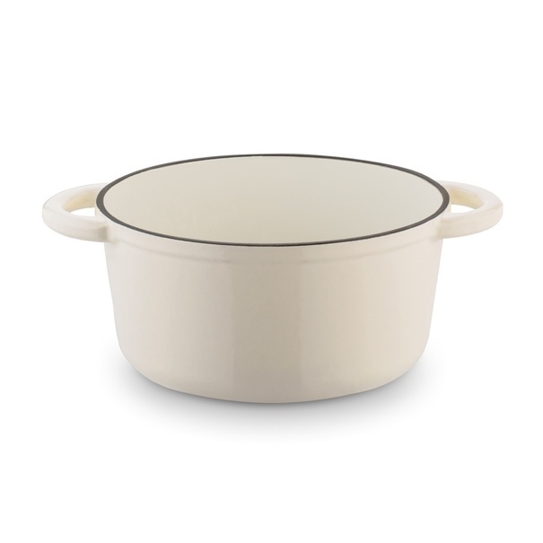 Gęsiarka żeliwna brytfanna emaliowana Konighoffer 2,8 l 21 x 10,5 cm okrągła kremowa