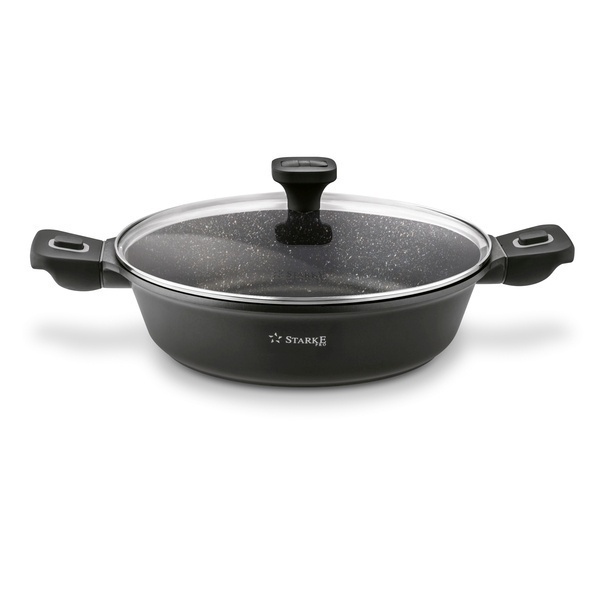 Patelnia marmurowa na indukcję kr&oacute;tkie uchwyty Starke Pro Svart Marble 28 cm