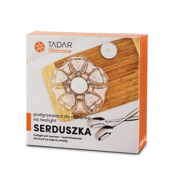 Podgrzewacz szklany do dzbanka na tealight Tadar Serduszka 14,2 x 5,3 cm