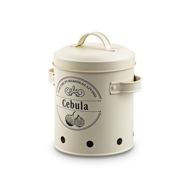 Zestaw 3 metalowych pojemników kuchennych Tadar Ziemniaki Cebula Czosnek kremowy