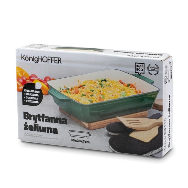 Brytfanna żeliwna emaliowana Konighoffer 39 x 23 x 7 cm zielona