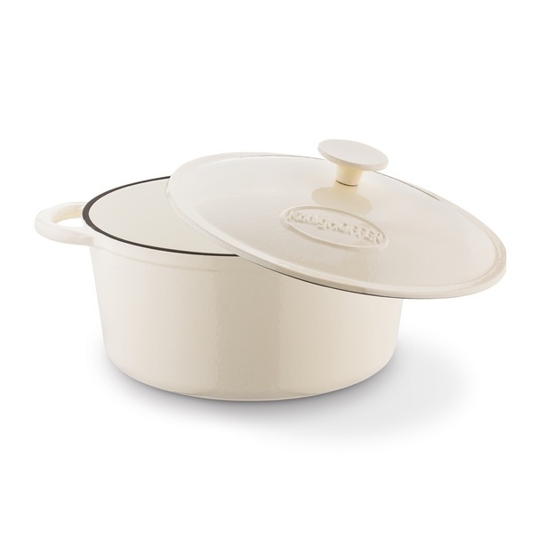 Gęsiarka żeliwna brytfanna emaliowana Konighoffer 5 l 25 x 12,3 cm okrągła kremowa