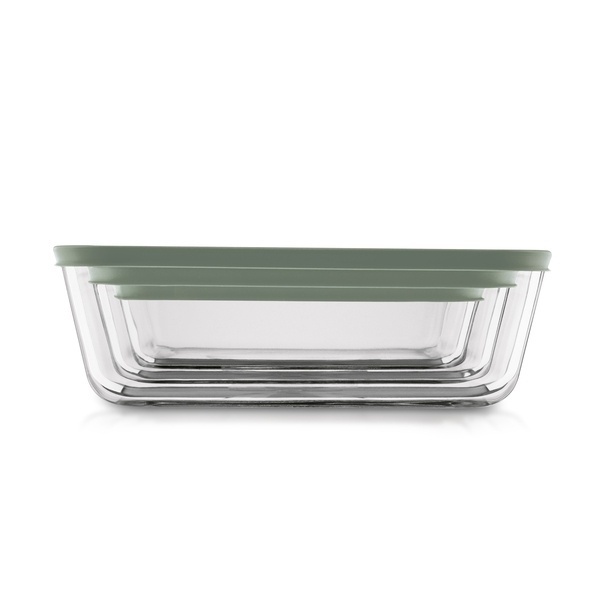 Komplet 3 szklanych borokrzemowych pojemnik&oacute;w na żywność Konighoffer Auro 750 ml 1400 ml 2400 ml